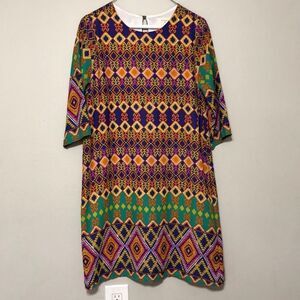 Everly Anthropologie Women’s M Medium Colorful Print Shift Dress